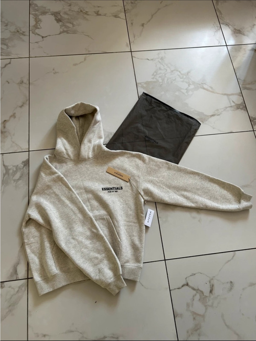 Essentials Cream Logo Pullover Hoodie